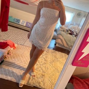 White lace mini dress